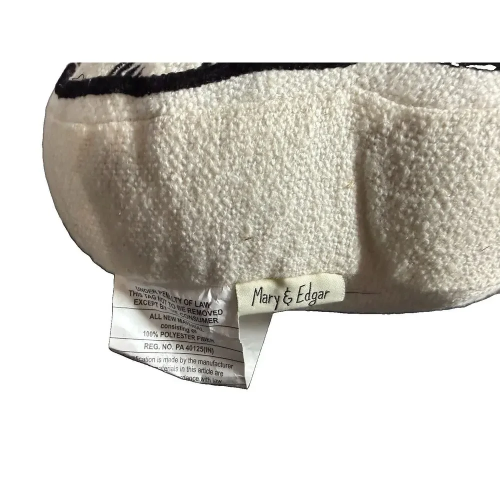 Mary & Edgar Embroidered Skull Margarita Pillow White NWOT Thread Defect